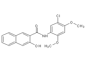 N-(5-chloro-2,4-dimethoxyphenyl)-3-hydroxy  -2-naphthylcarboxamide structural formula
