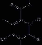 Methyl 3,5-dibromo-2,4-dihydroxy-6-methylbenzoate  Structural formula